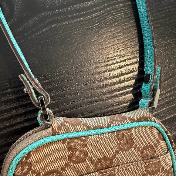 Gucci Beige GG Patterned teal leather Crossbody Bag - Picture 3 of 14